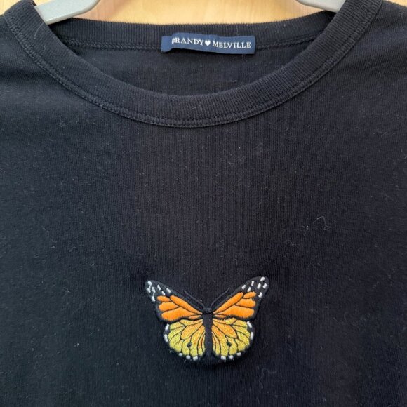 Brandy Melville black long sleeve butterfly tee – One Size (XS/S) - Picture 2 of 3